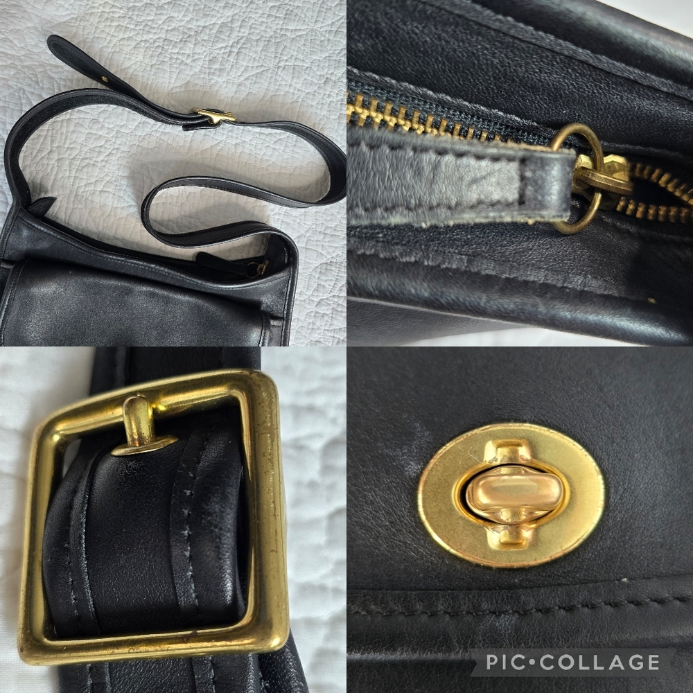 Coach Vintage Taft 9980 Black Leather Turnlock Crossbody Shoulder Bag - Picture 15 of 16